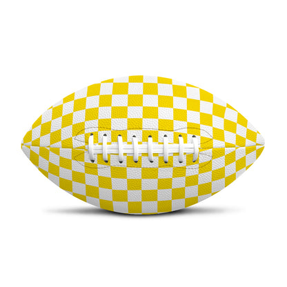 Yellow And White Checkered Pattern Print Rugby Ball