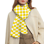 Yellow And White Checkered Pattern Print Scarf