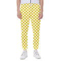 Yellow And White Checkered Pattern Print Joggers