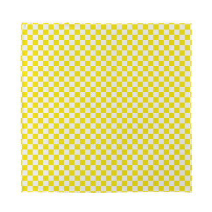Yellow And White Checkered Pattern Print Silk Bandana