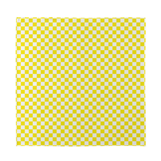Yellow And White Checkered Pattern Print Silk Bandana