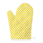Yellow And White Checkered Pattern Print Single Oven Mitt