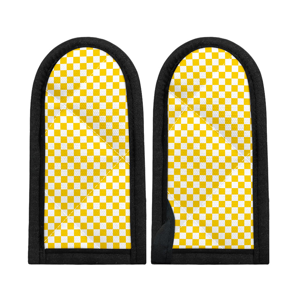 Yellow And White Checkered Pattern Print Skillet Handle Cover