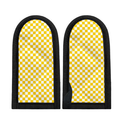 Yellow And White Checkered Pattern Print Skillet Handle Cover