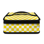 Yellow And White Checkered Pattern Print Small Lunch Bag