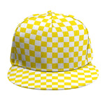 Yellow And White Checkered Pattern Print Snapback Cap