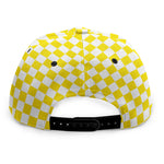Yellow And White Checkered Pattern Print Snapback Cap