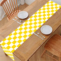 Yellow And White Checkered Pattern Print Table Runner