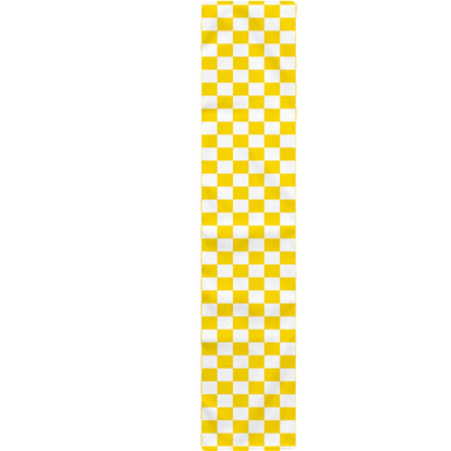 Yellow And White Checkered Pattern Print Table Runner