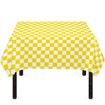 Yellow And White Checkered Pattern Print Tablecloth