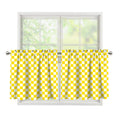 Yellow And White Checkered Pattern Print Tier Curtains