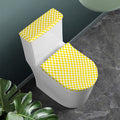 Yellow And White Checkered Pattern Print Toilet Lid And Tank Cover Set