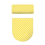 Yellow And White Checkered Pattern Print Toilet Lid And Tank Cover Set