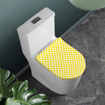 Yellow And White Checkered Pattern Print Toilet Lid Cover