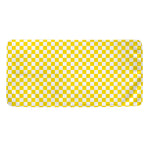 Yellow And White Checkered Pattern Print Towel