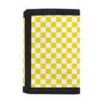 Yellow And White Checkered Pattern Print Trifold Wallet