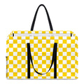 Yellow And White Checkered Pattern Print Utility Tote Bag