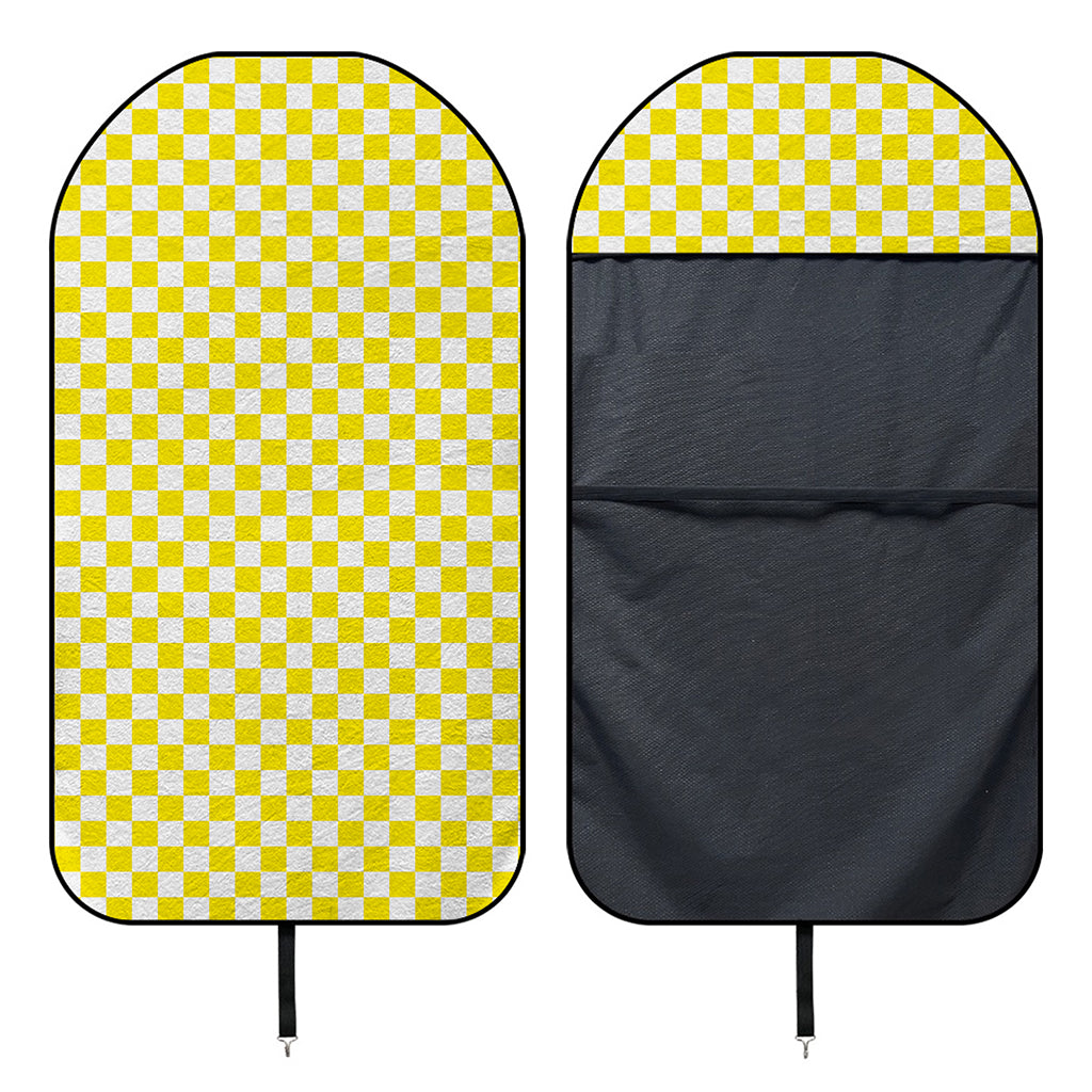 Yellow And White Checkered Pattern Print Waterproof Car Seat Cover