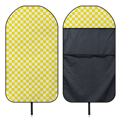 Yellow And White Checkered Pattern Print Waterproof Car Seat Cover