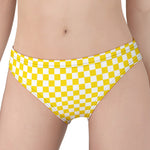 Yellow And White Checkered Pattern Print Women's Panties