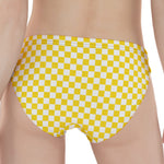 Yellow And White Checkered Pattern Print Women's Panties