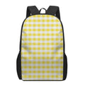 Yellow And White Gingham Pattern Print 17 Inch Backpack