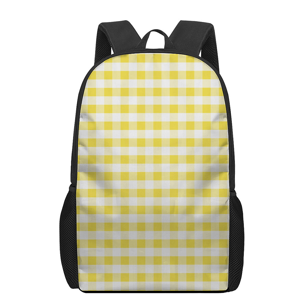 Yellow And White Gingham Pattern Print 17 Inch Backpack