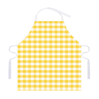 Yellow And White Gingham Pattern Print Adjustable Apron