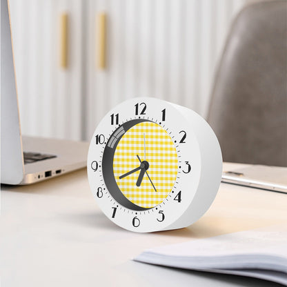 Yellow And White Gingham Pattern Print Alarm Clock