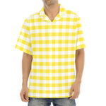 Yellow And White Gingham Pattern Print Aloha Shirt