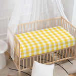 Yellow And White Gingham Pattern Print Baby Crib Sheet