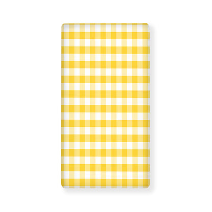 Yellow And White Gingham Pattern Print Baby Crib Sheet