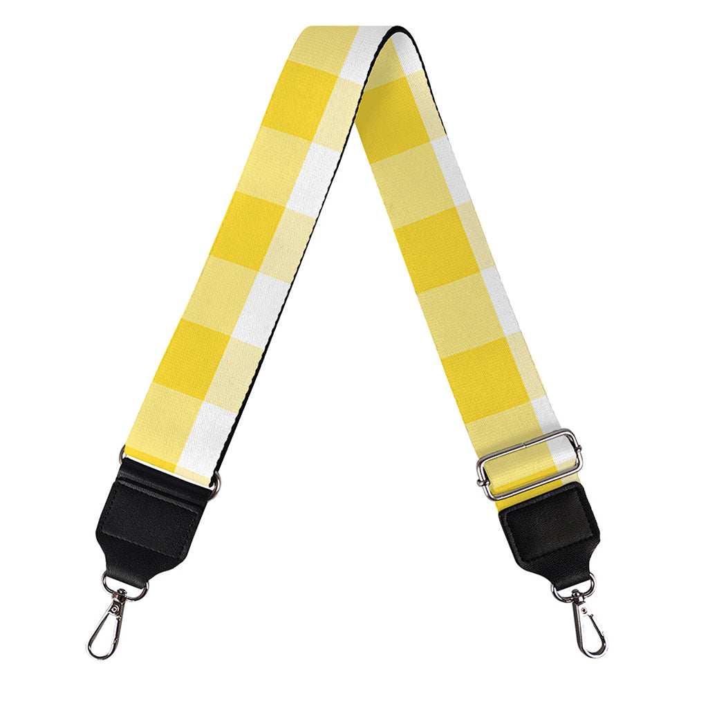 Yellow And White Gingham Pattern Print Bag Strap