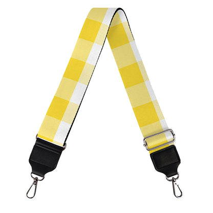 Yellow And White Gingham Pattern Print Bag Strap