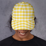 Yellow And White Gingham Pattern Print Baseball Cap