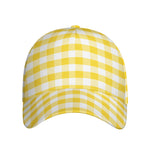 Yellow And White Gingham Pattern Print Baseball Cap