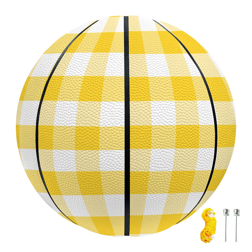 Yellow And White Gingham Pattern Print Basketball