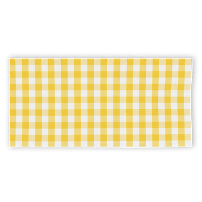 Yellow And White Gingham Pattern Print Beach Towel