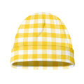 Yellow And White Gingham Pattern Print Beanie