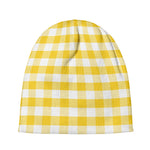 Yellow And White Gingham Pattern Print Beanie