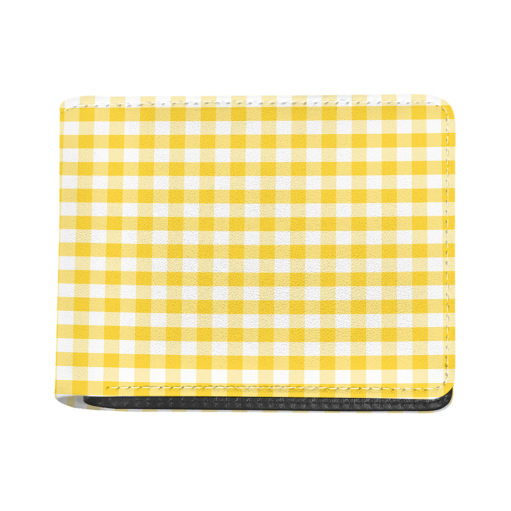 Yellow And White Gingham Pattern Print Bifold Wallet