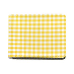 Yellow And White Gingham Pattern Print Bifold Wallet