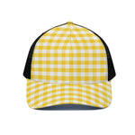 Yellow And White Gingham Pattern Print Black Mesh Trucker Cap