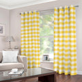 Yellow And White Gingham Pattern Print Dimout Grommet Curtains