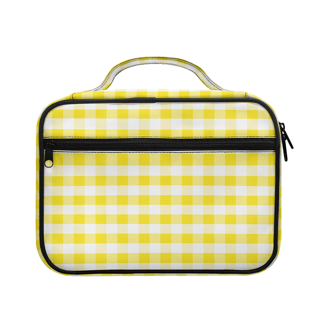 Yellow And White Gingham Pattern Print Briefcase Bible Bag