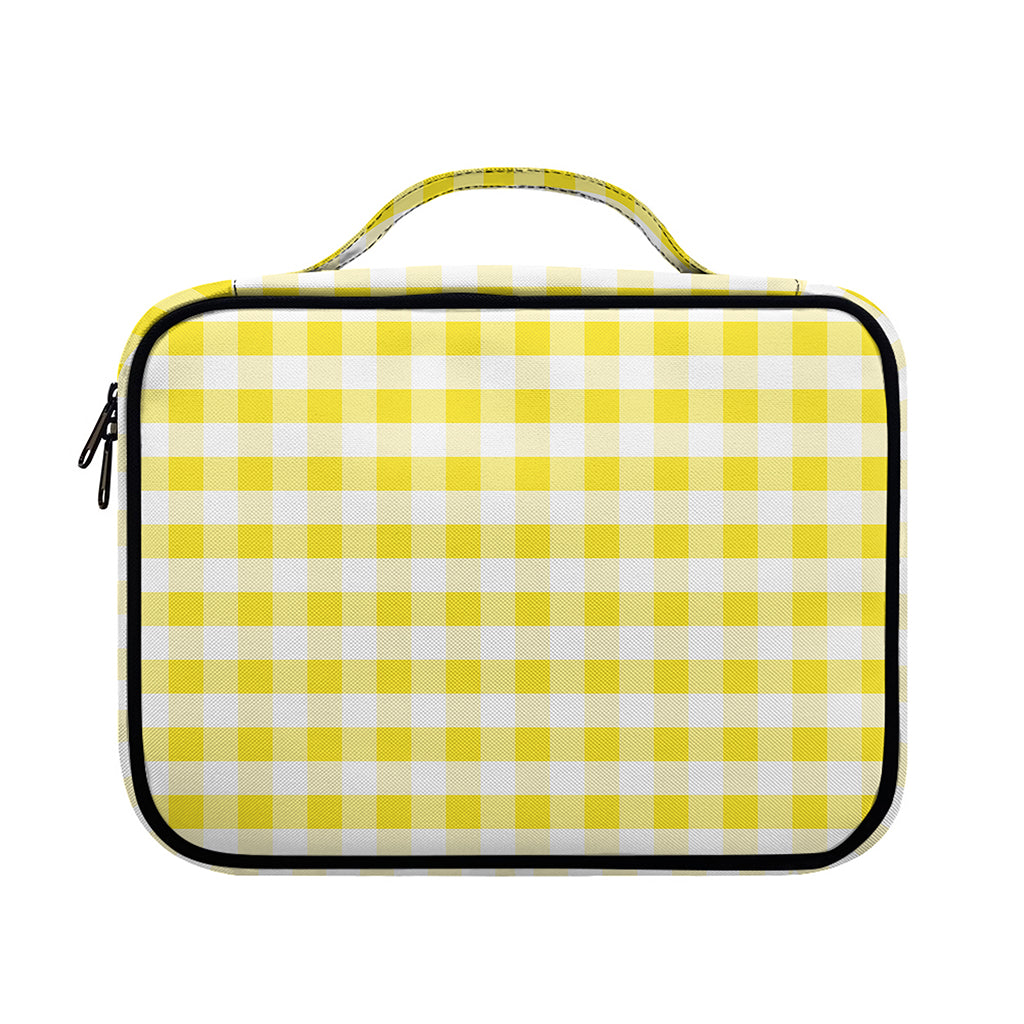 Yellow And White Gingham Pattern Print Briefcase Bible Bag
