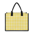 Yellow And White Gingham Pattern Print Canvas Tote Bag