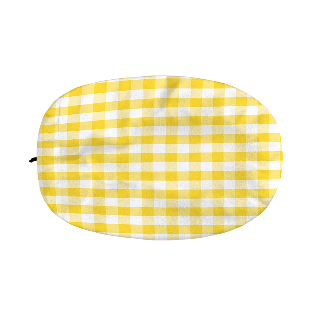 Yellow And White Gingham Pattern Print Car Side Mirror Covers
