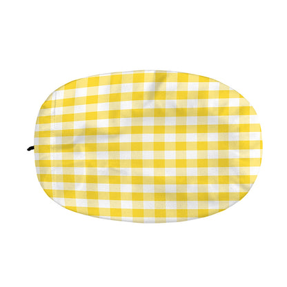 Yellow And White Gingham Pattern Print Car Side Mirror Covers