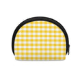 Yellow And White Gingham Pattern Print Coin Purse